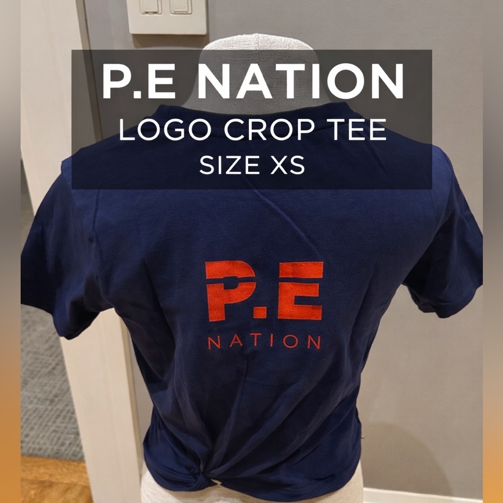 P.E Nation Navy Logo Cropped Tee Athletic Graphic Shirt XS